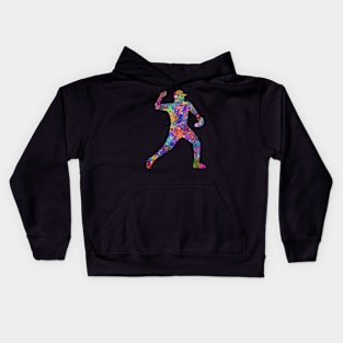 Baseball player watercolor art Kids Hoodie